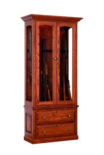 8 Gun Cabinet with Drawers - Oak