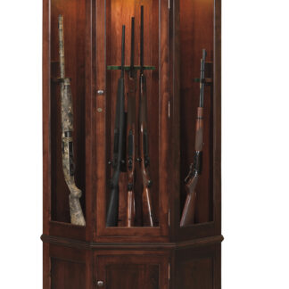 Lighted Corner Gun Cabinet - Brown Maple