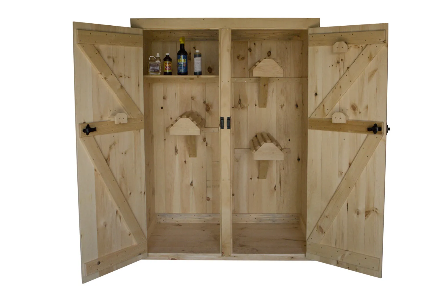 Double Door Saddle Cabinet with 3 Saddle Racks | Amish Country Products 